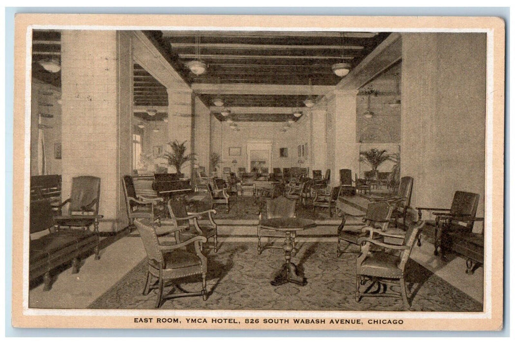 1930 East Room YMCA Hotel South Wabash Avenue Chicago Illinois IL Postcard