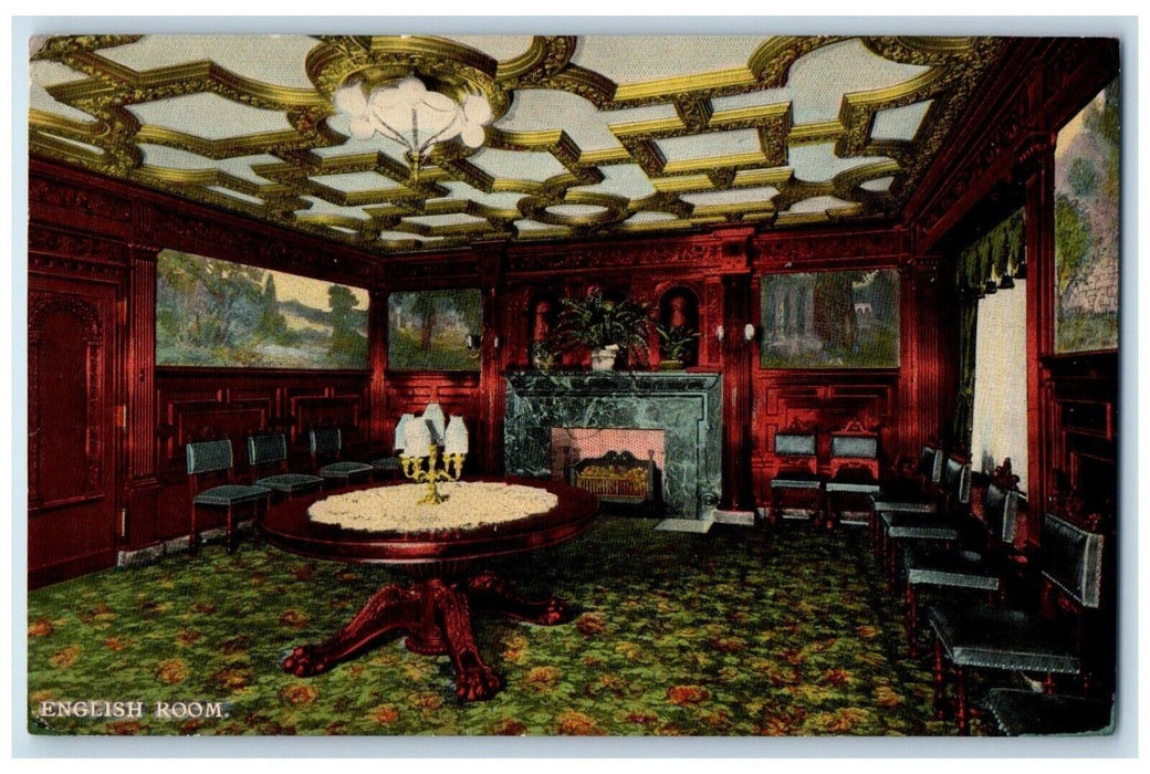 Congress Hotel Annex English Room Interior View Chicago Illinois IL Postcard