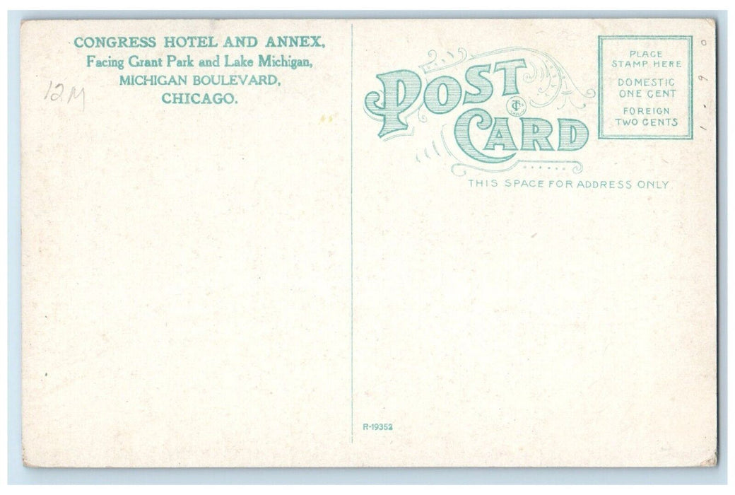 Congress Hotel Annex English Room Interior View Chicago Illinois IL Postcard
