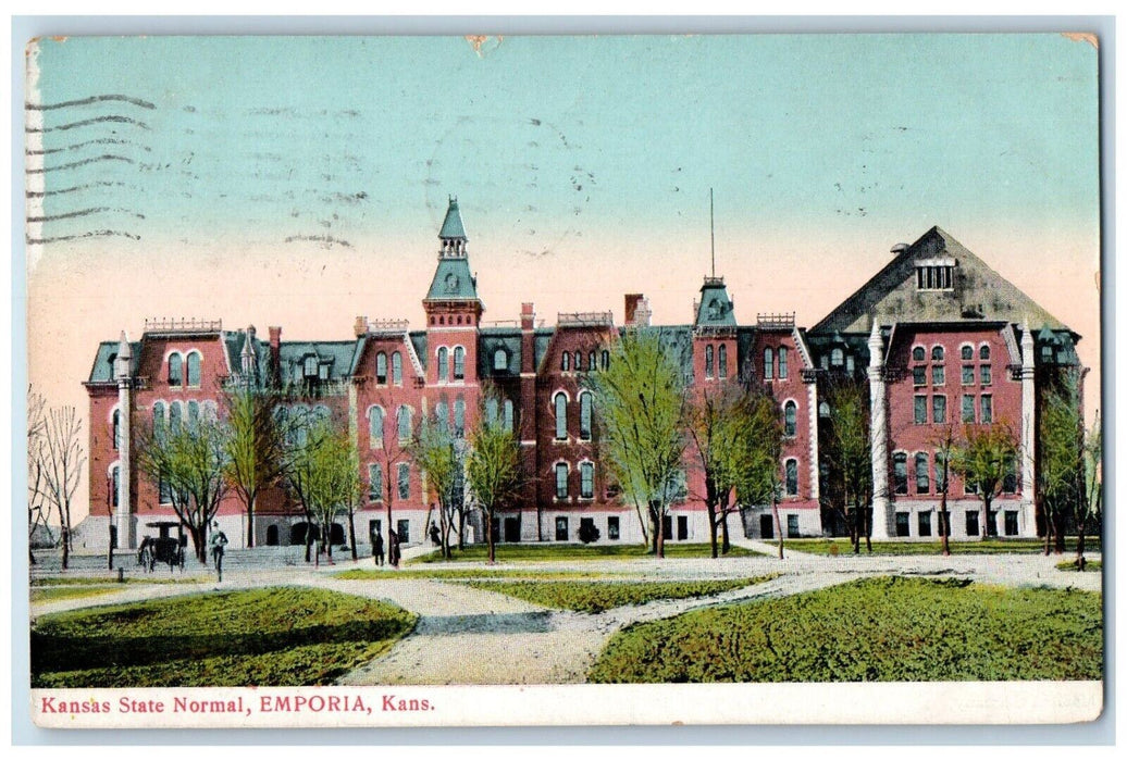 1911 Kansas State Normal Building Front View Emporia Kansas KS Antique Postcard