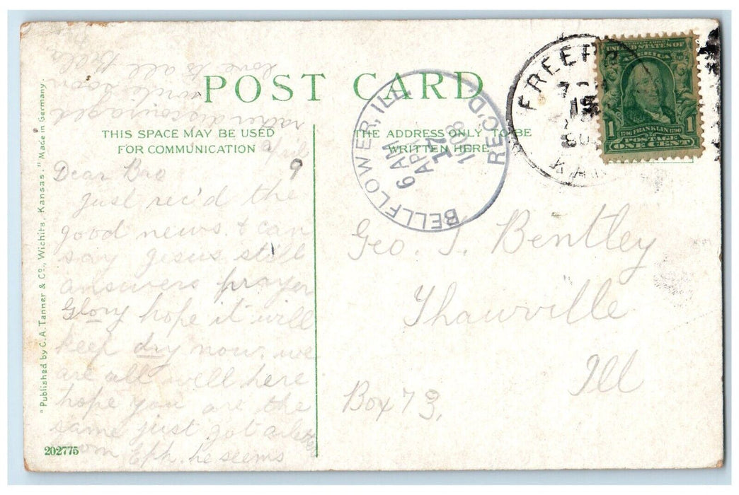 1908 Mt. Carmel Academy Building Wichita Freeport Kansas KS Antique Postcard