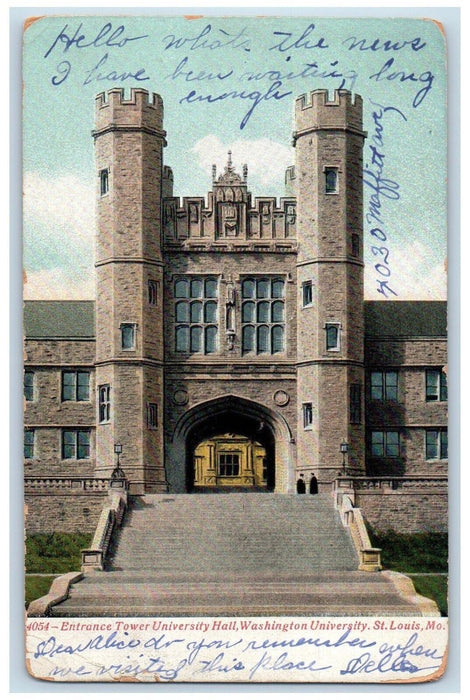 1907 Entrance Tower University Hall Washington University St. Louis MO Postcard