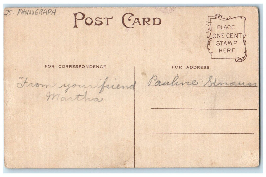 Christmas The Morning After Childrens Playing Rocking Horse Phonograph Postcard