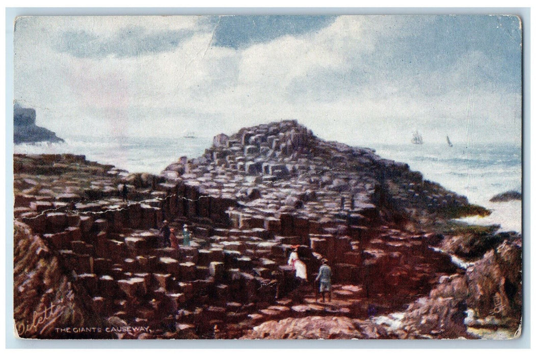 c1910 The Giants Causeway Antrim Ireland Antique Oilette Art Tuck Postcard