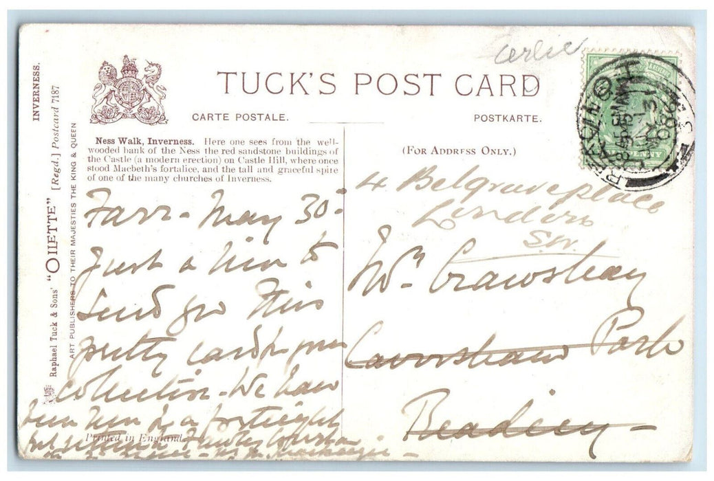 1906 Boat Crowd Viewing Ness Walk Inverness Oilette Tuck Art Postcard