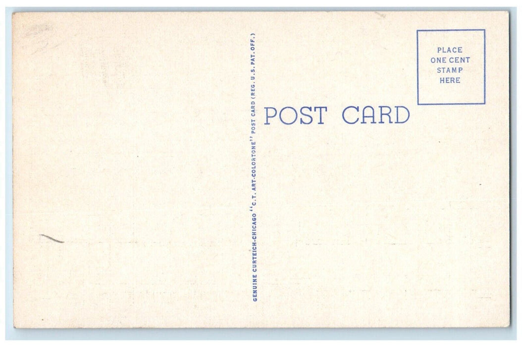 c1940 Interior Emmanuel Chapel Camp Worship Pray Soldier Grant Illinois Postcard