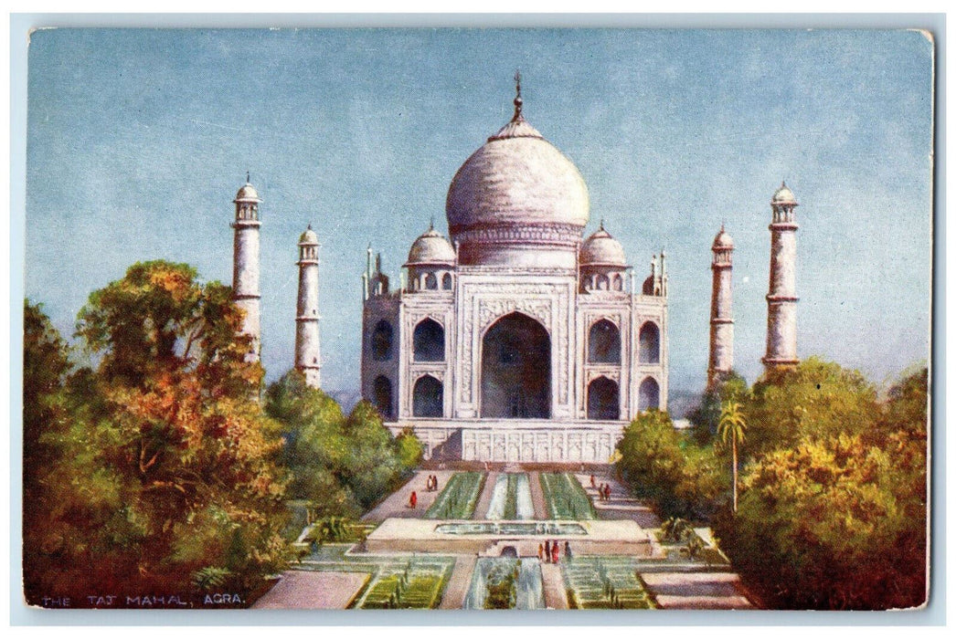 c1910 Pathway to The Taj Mahal Agra India Antique Oilette Tuck Art Postcard