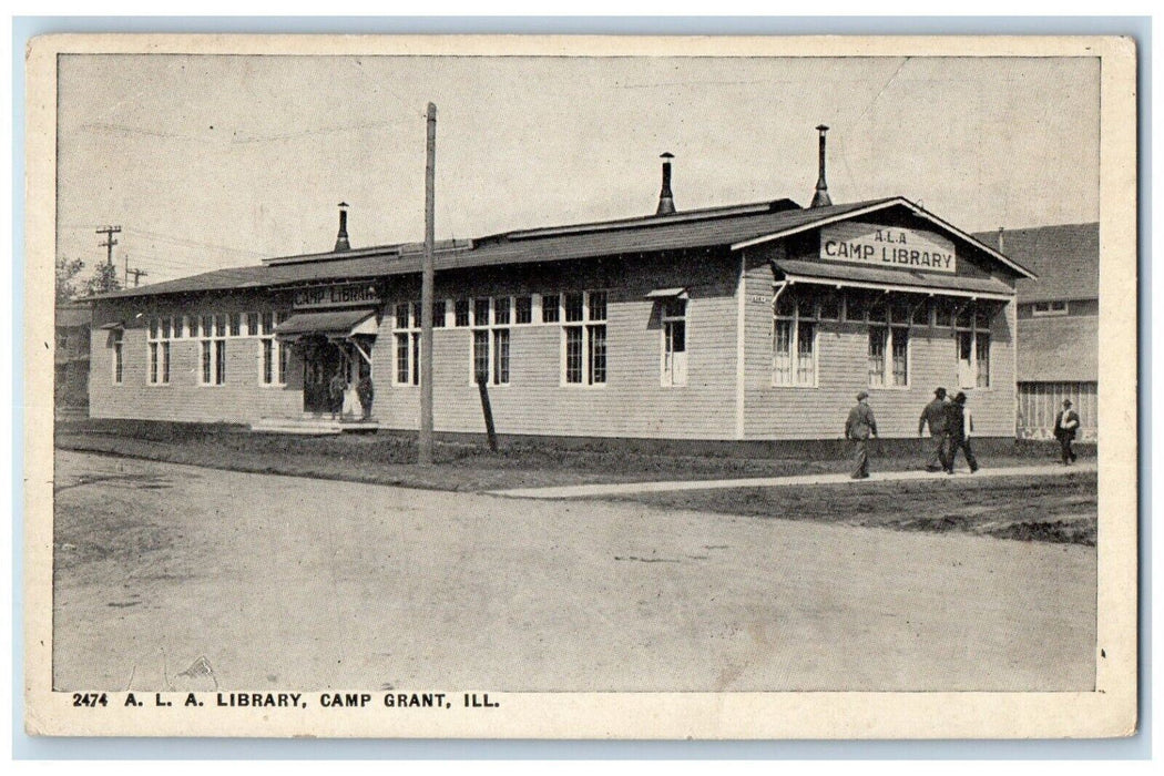 c1905 ALA Library Soldier Army Camp Grant Illinois IL Vintage Antique Postcard