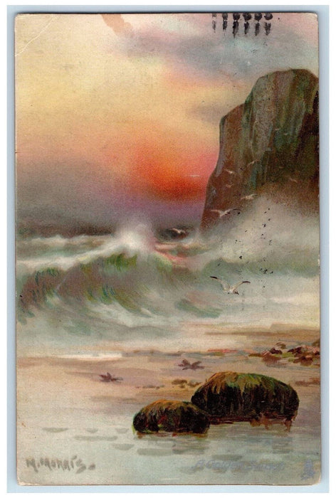 1908 What are Wild Waves Saying Connoisseur Series Texas TX Tuck Art Postcard