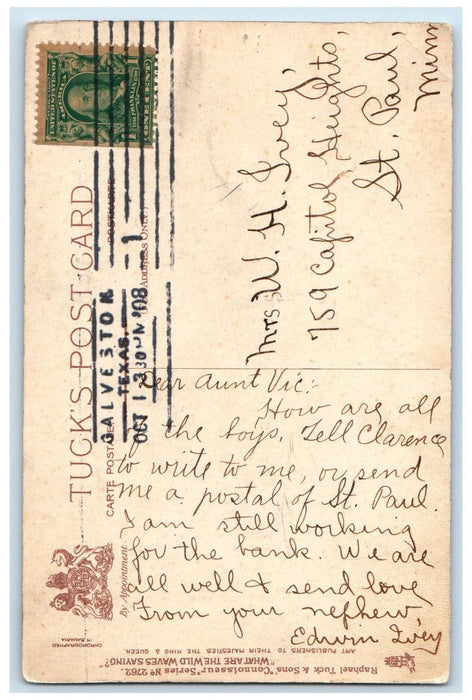 1908 What are Wild Waves Saying Connoisseur Series Texas TX Tuck Art Postcard