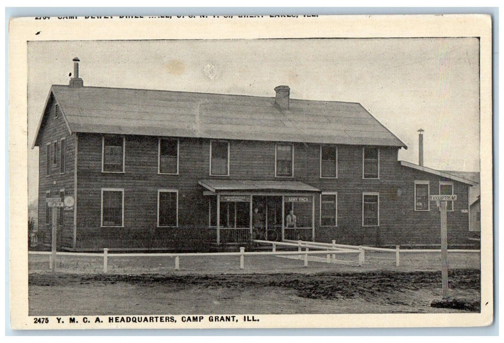 c1910 YMCA Headquarters Soldiers Camp Grant Illinois IL Vintage Antique Postcard