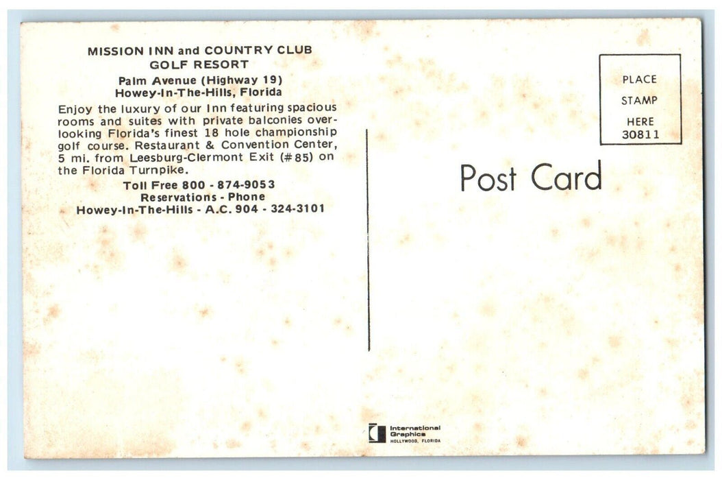 Mission Inn And Country Club Golf Resort Howey-In-The-Hills Florida FL Postcard