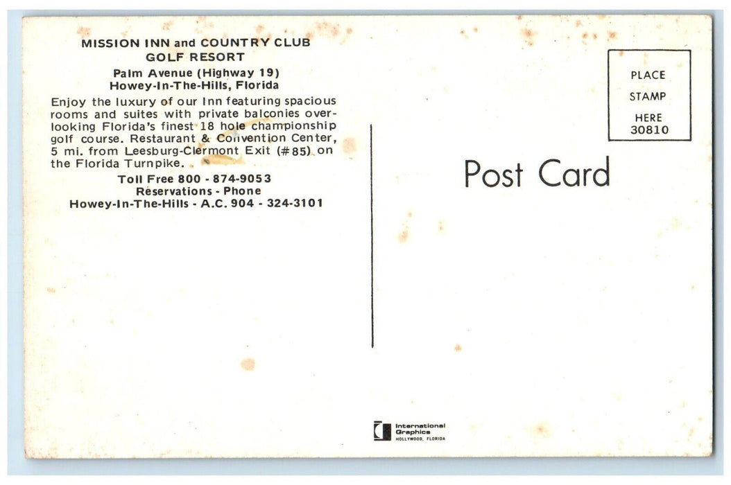 Aerial View Mission Inn Country Club Golf Resort Howey-In-The-Hills FL Postcard