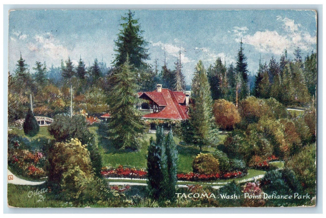 1909 Tall Trees Point Defiance Park Tacoma WA Oilette Tuck Art Postcard