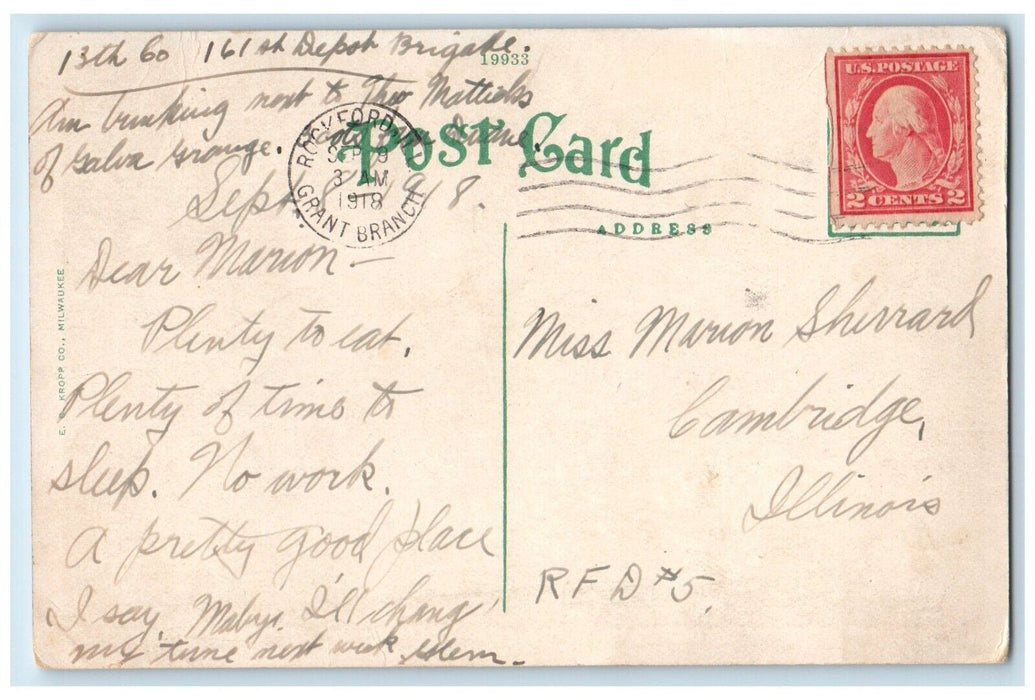 1918 Everybody Happy Lots Fun Dancing Camp Grant Rockford Illinois Postcard