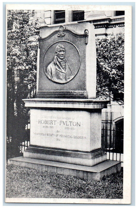 Robert Fulton Monument Trinity Church Broadway Wall Street New York NY Postcard