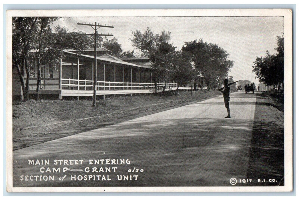 1917 Main Street Section Hospital Unit Entering Camp Grant Illinois IL Postcard