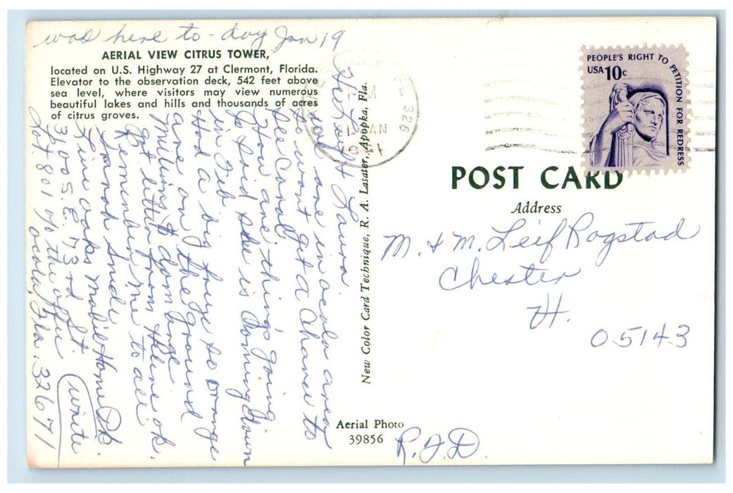 1961 Aerial View Citrus Tower US Highway Observation Clermont Florida Postcard