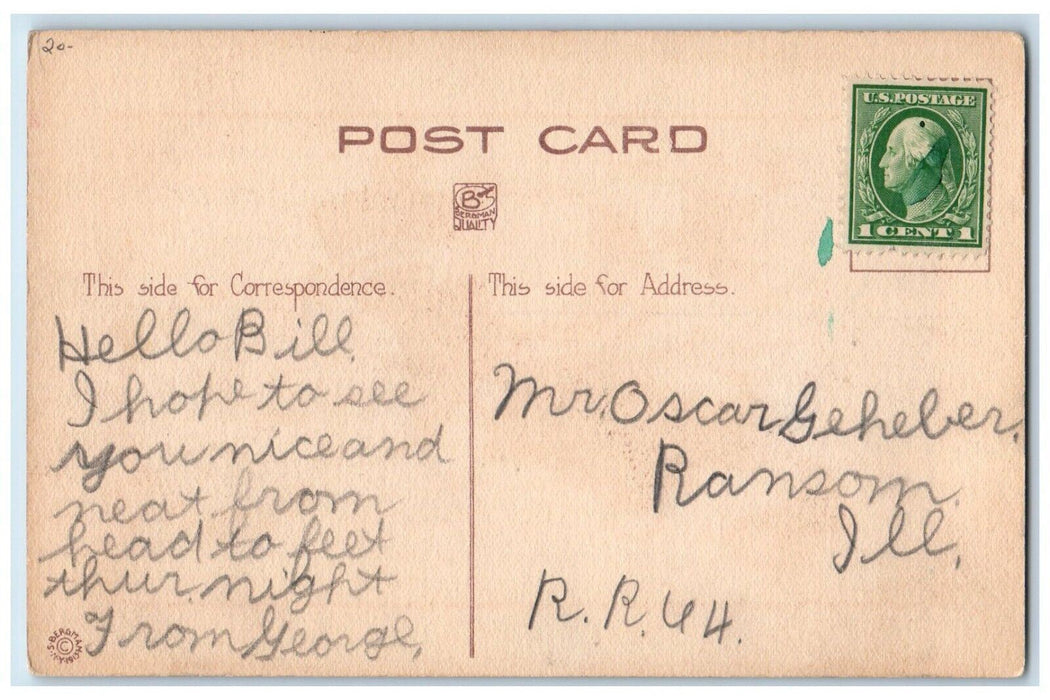 c1910's Christmas Little Boy With Stocking Full Of Toys Posted Antique Postcard