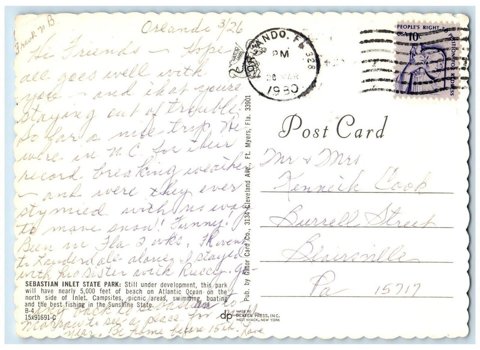 1980 Sebastian Inlet Miss Helen Yacht Ocean Sea View Orlando Florida FL Postcard