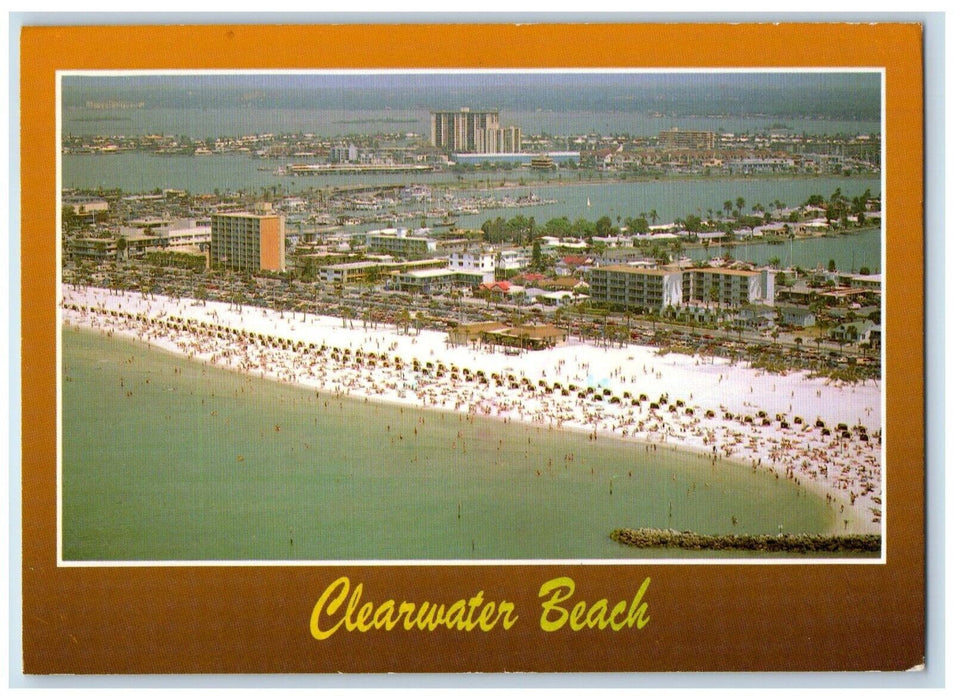 Aerial View Of Clearwater Beach Buildings Yachts Street View Florida Postcard