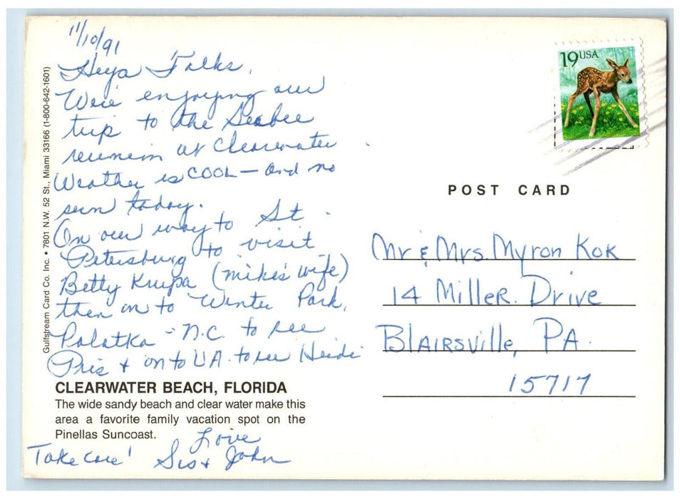 Aerial View Of Clearwater Beach Buildings Yachts Street View Florida Postcard