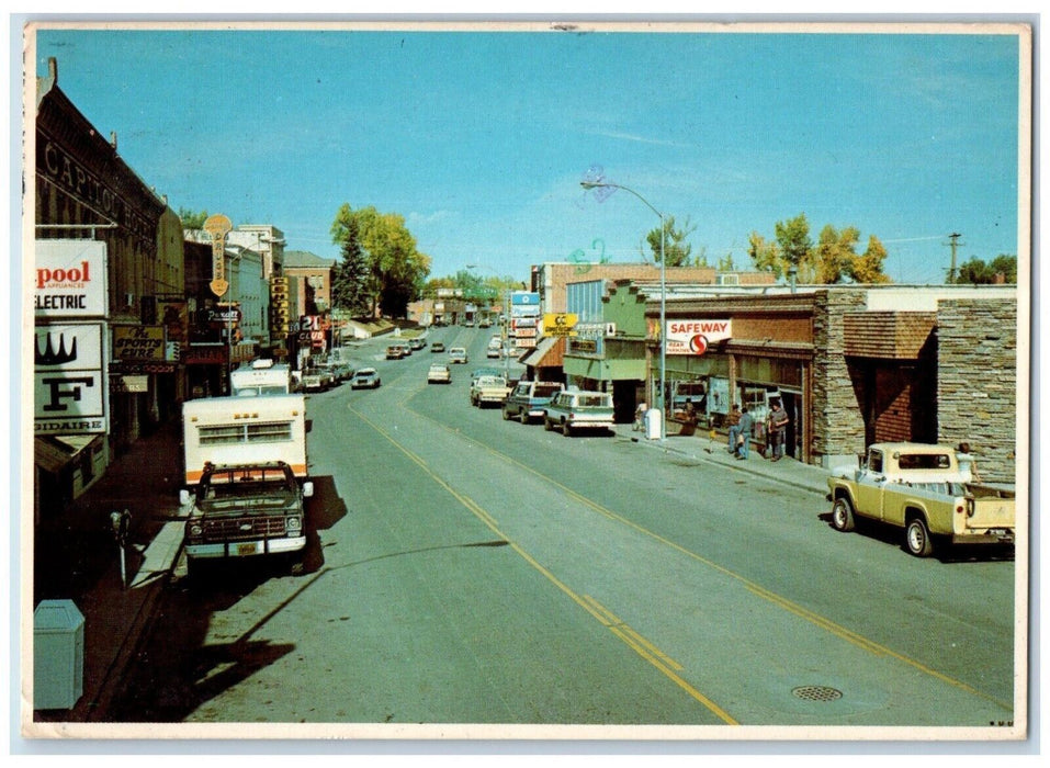 1982 Main Street Of Buffalo Cars Stores View Wyoming WY, Rapid City SD Postcard