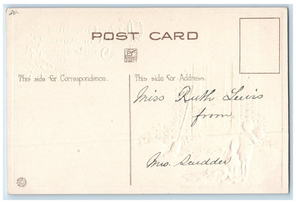 c1910's Christmas Greetings Mother And Daughter House Door Embossed Postcard