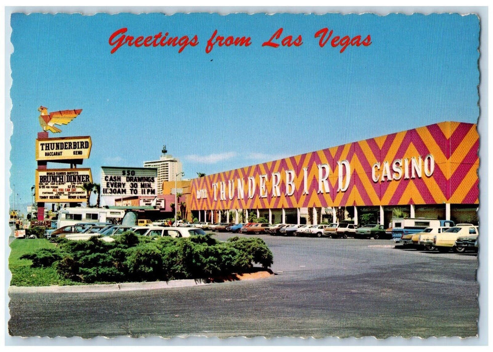 The Thunderbird Hotel Greetings From Las Vegas Nevada NV Vintage Postcard