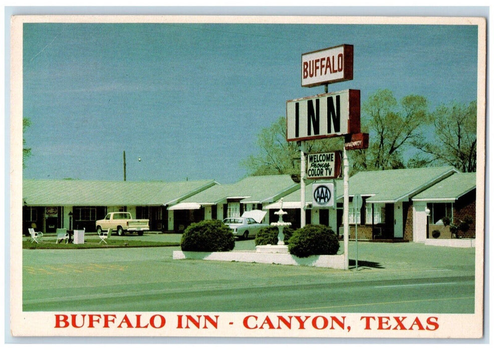 Buffalo Inn Roadside Cars Scene Canyon Texas TX Vintage Unposted Postcard