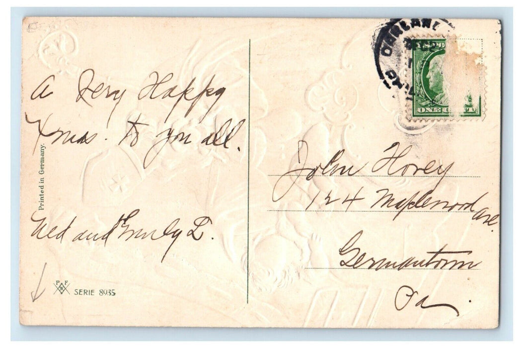 c1910 Christmas White Robe Saint Old World Santa Child Girl Nikolo Doll Postcard