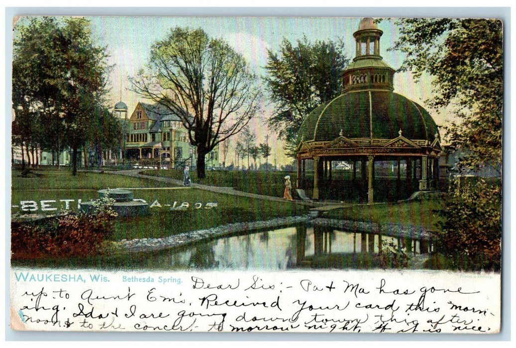 c1905 Bethesda Spring Bandstand Waukesha Wisconsin WI Tuck Art Postcard