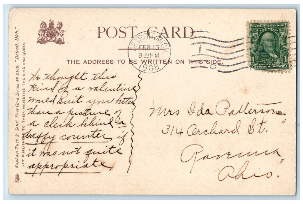 1908 County Building Detroit Michigan MI Horse Carriage Tuck Art Postcard