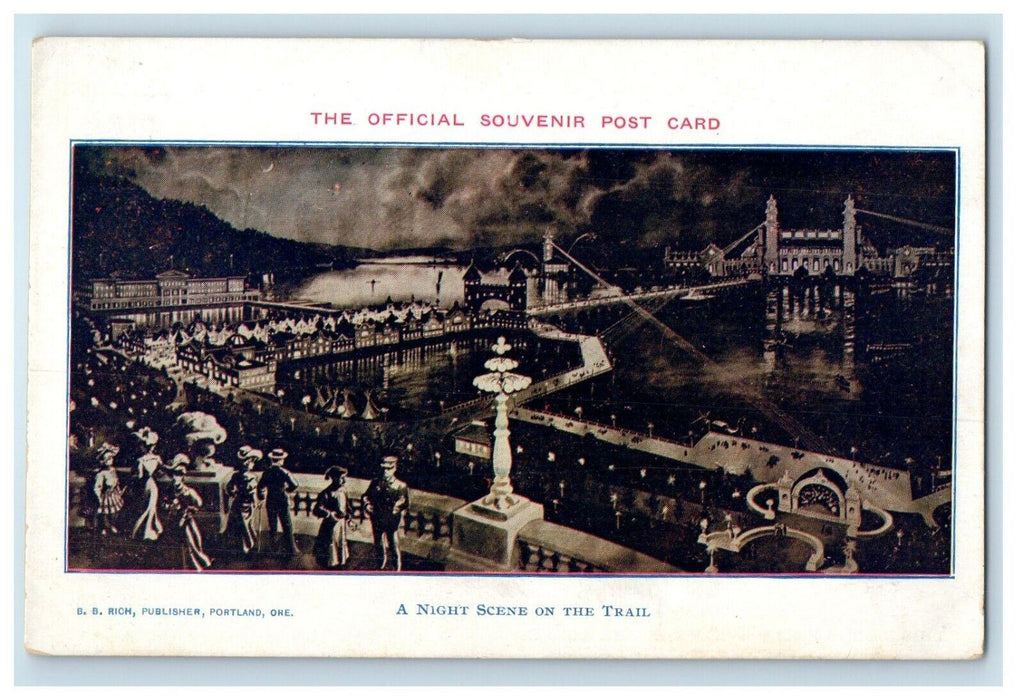 1905 Louis Clark Exposition Portland Oregon OR Night Scene on Train Postcard