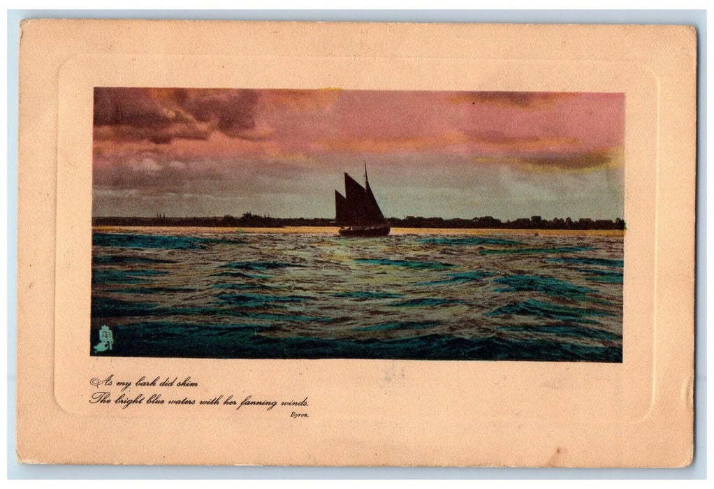 c1910 Boat Scene Sky and Ocean Handcoloured Connoisseur Tuck Art Postcard
