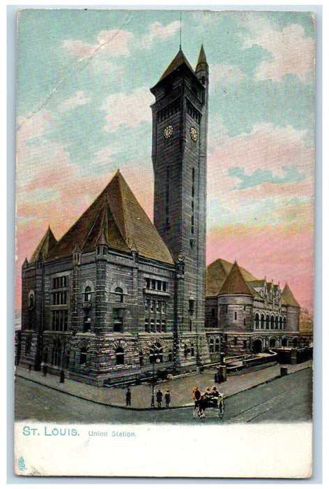 1911 Horse Carriage Union Station St. Louis Missouri MO Posted Tuck Art Postcard