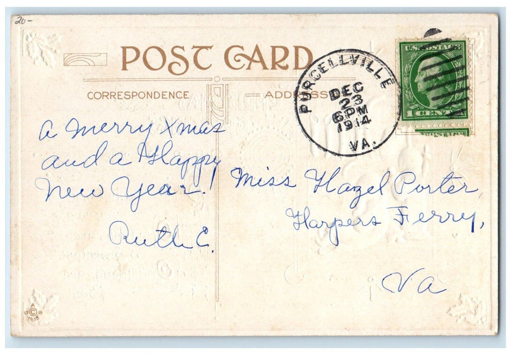 Christmas Greetings Children Waiting Hanging Stockings Purcellville VA Postcard