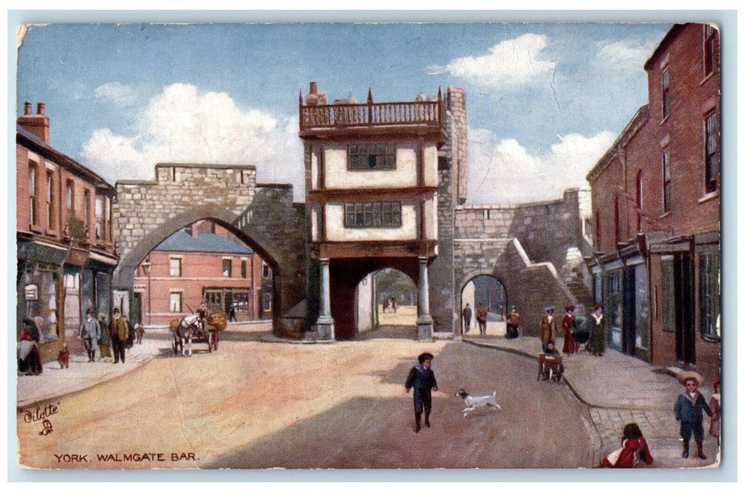 c1910 Walmgate Bar Monk Bar York England Antique Oilette Tuck Art Postcard