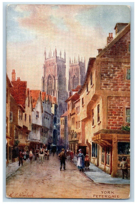 c1910 Horse Carriage York Petergate England Unposted Oilette Tuck Art Postcard