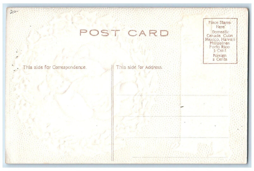 c1910's Christmas Santa Claus Sack Of Toys Whreat Embossed Antique Postcard