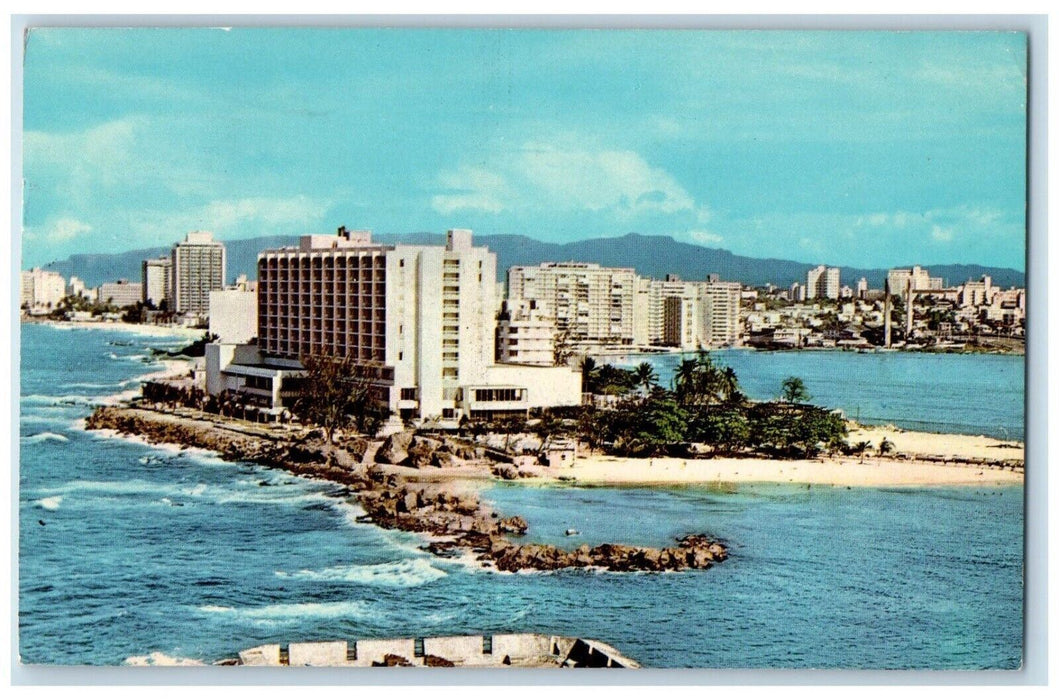 c1960 San Jeronimo Hilton Resort Restaurants Beach San Juan Puerto Rico Postcard