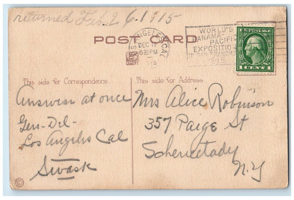 1915 Christmas Greetings Girl Tip Toe Whreat Chair Moon View Antique Postcard