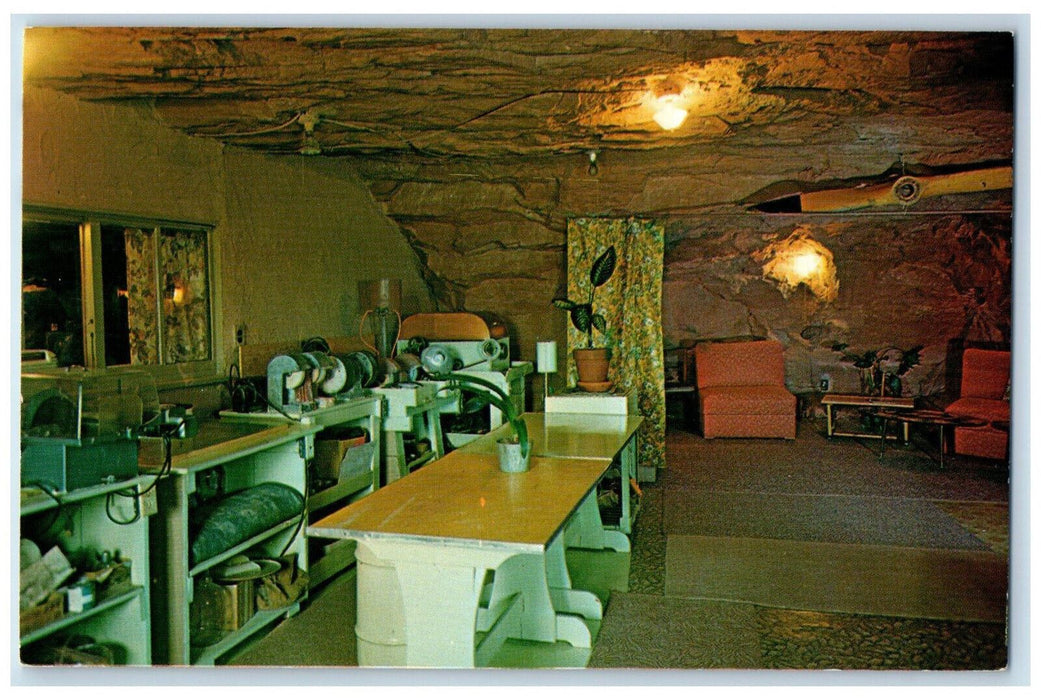 1985 Hole 'N The Rock Home Lapidary Room South of Moab Utah UT Postcard