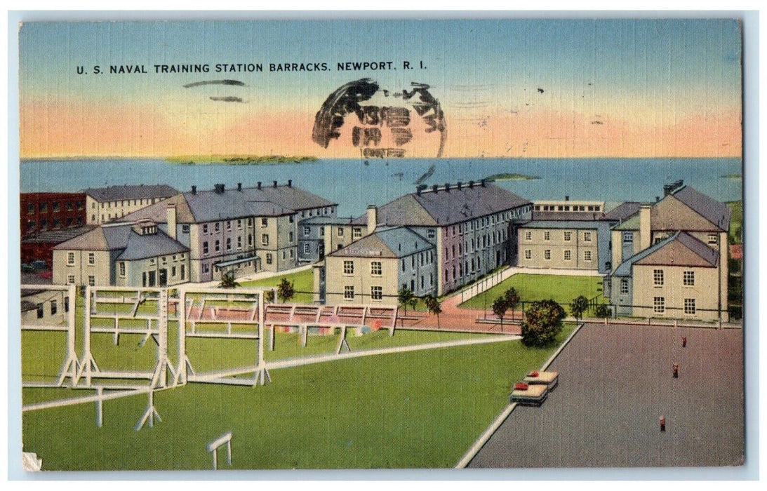 1942 US Naval Training Station Barracks Newport Rhode Island RI Vintage Postcard