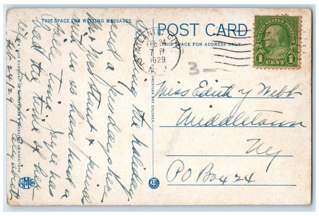 1929 Rolling Chair Parade Boardwalk Atlantic City New Jersey NJ Postcard