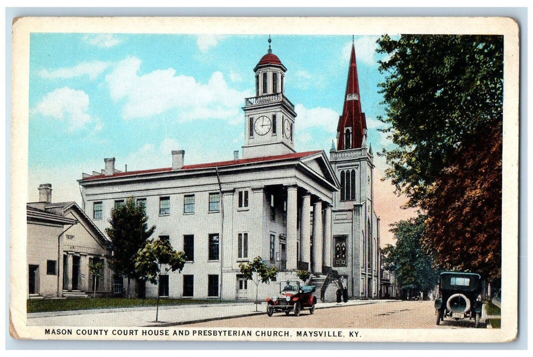 c1920 Mason County Court House Presbyterian Church Maysville Kentucky Postcard