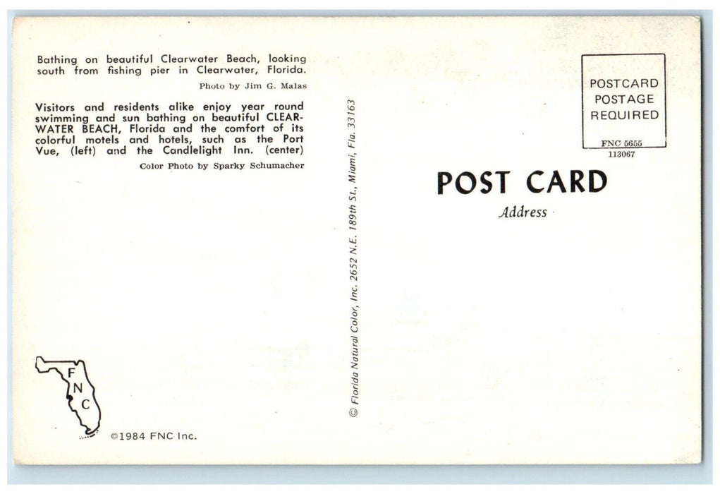 c1960 Greetings Clearwater Beach Sand Hotel Fishing Pier Florida Banner Postcard