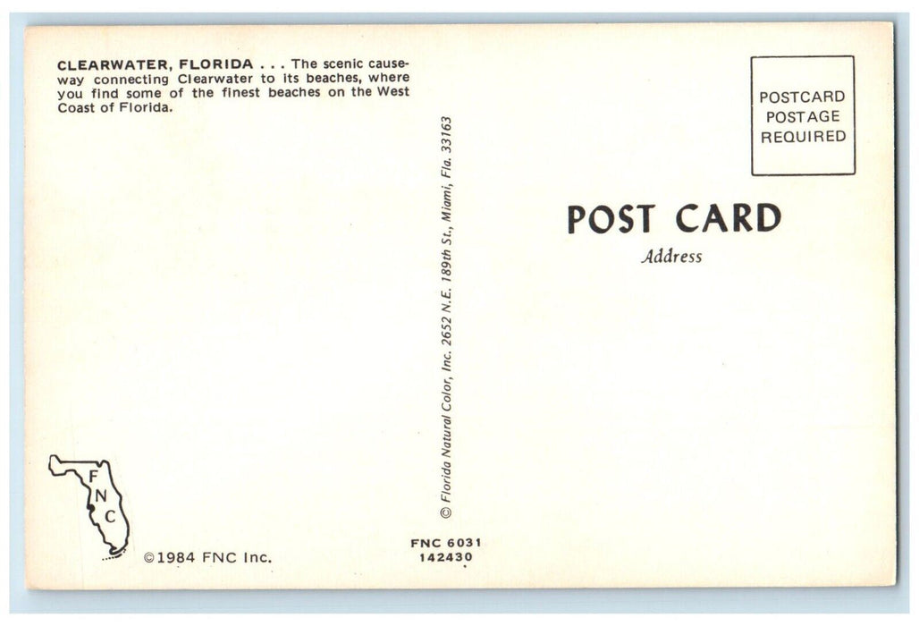 c1960 Scenic Causeway Clearwater Beaches Road Coat Clearwater Florida Postcard