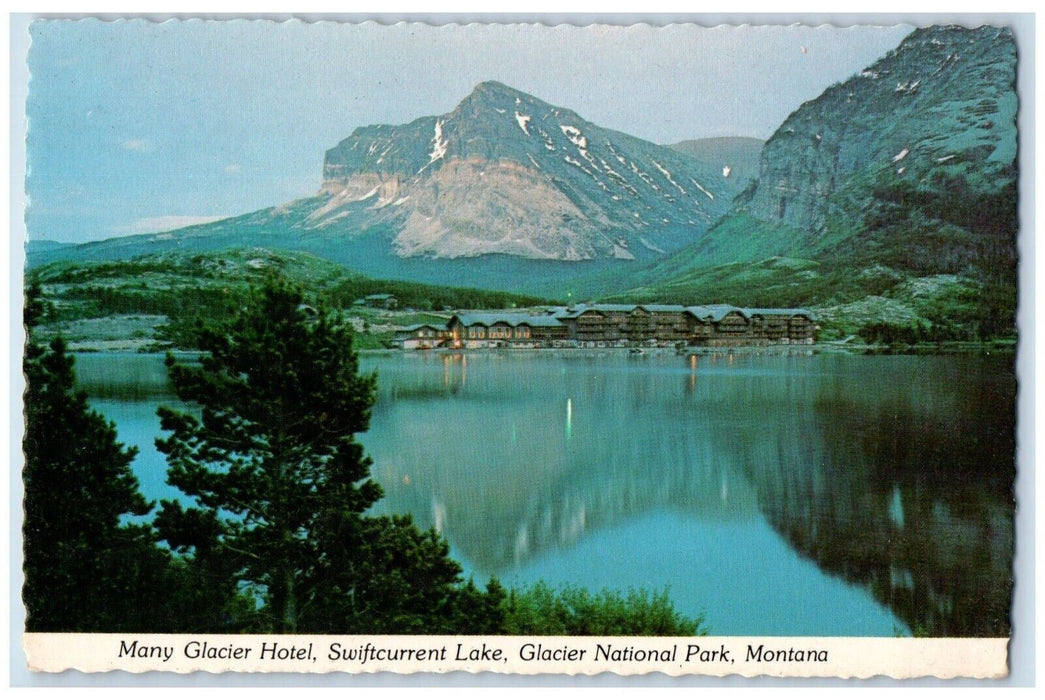 Many Glacier Hotel Swiftcurrent Lake Glacier National Park Montana MT Postcard