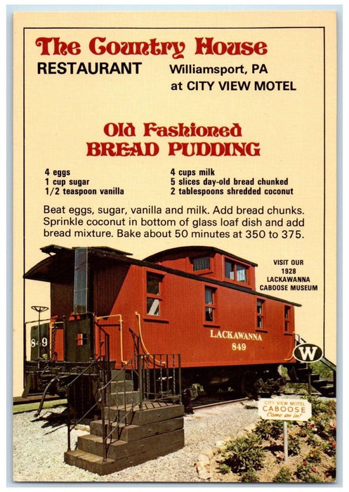 City View Motel The Country House Restaurant Williamsport Pennsylvania Postcard